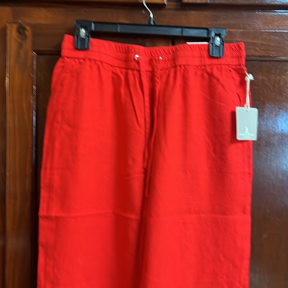 Women size medium Jules & Leopold brand true red linen rayon garment - Picture 2 of 4